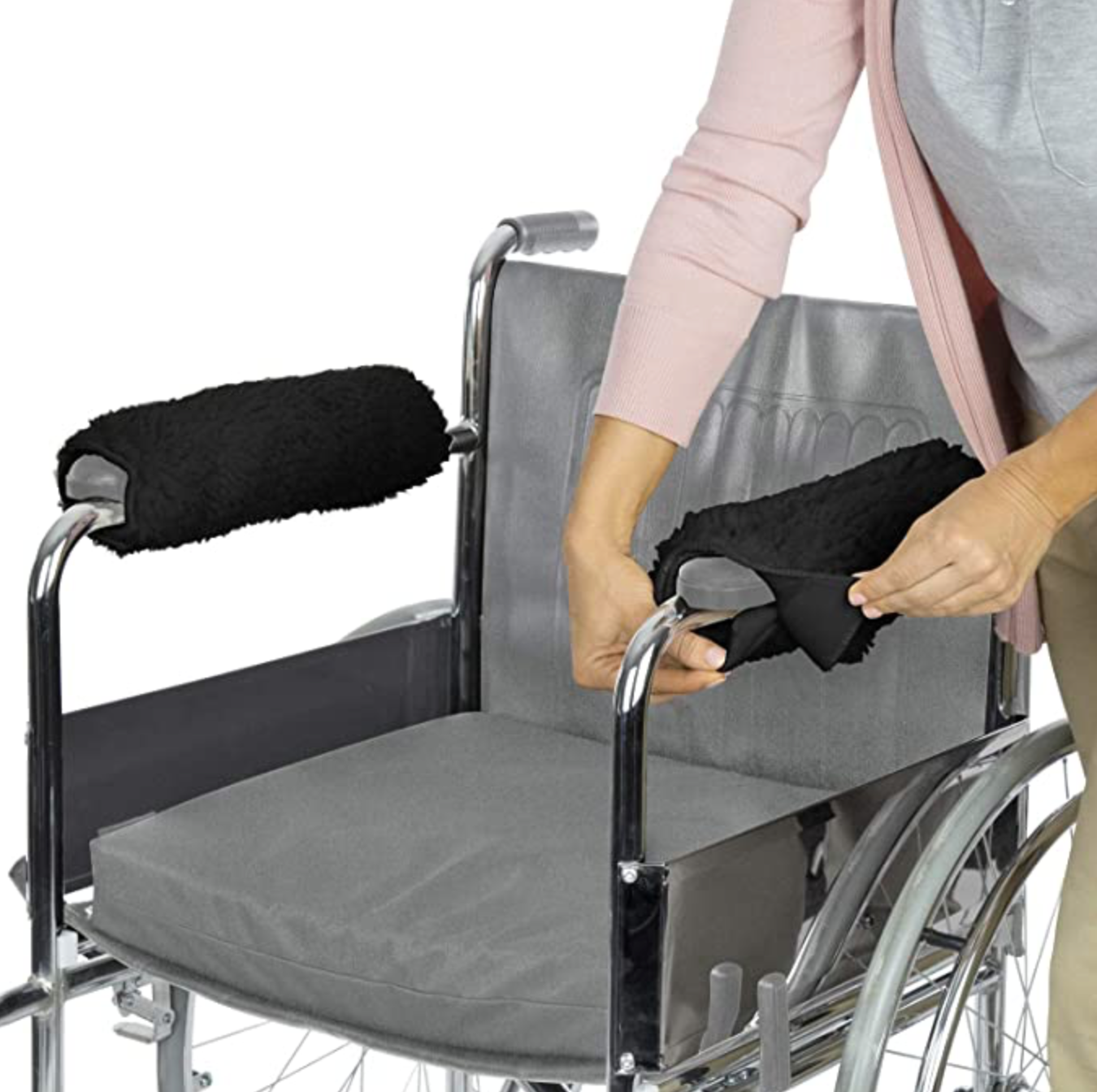 Wheelchair Arm Rest Covers (Black) - Wheelchair accessories (pair) – The  Back Pedal